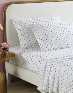 Betsey Johnson Unisex Ribbon Pinstripe White King Sheet Set Multi Accessories X2J0V4407 Betsey Johnson Jewelry