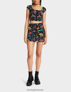 Betsey Johnson Women 80Th Bash Snap Front Mini Skirt Tattoo Tattoo Pri Clothing X2J0V4288 Betsey Johnson Wedding Shoes