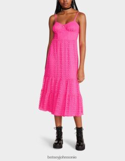 Betsey Johnson Women Ava Corset Midi Dress Pink Clothing X2J0V4285 Betsey Johnson Wedding Shoes