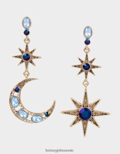Betsey Johnson Women Celestial Star And Moon Mismatch Earrings Blue Jewelry X2J0V4322 Betsey Johnson Ireland