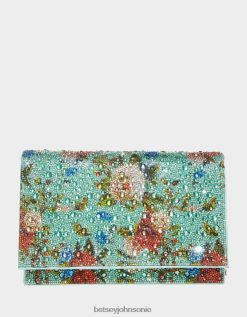 Betsey Johnson Women Floral Rhinestone Flap Bag Mint Green Accessories X2J0V4224 Betsey Johnson Jewelry