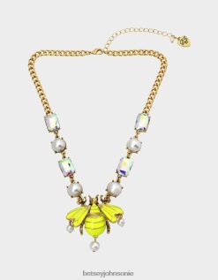 Betsey Johnson Women Flower Show Bee Short Pendant Yellow Jewelry X2J0V4357 Betsey Johnson Wedding Shoes