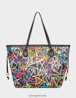 Betsey Johnson Women Graffiti Sweetie 2 Tote Black Accessories X2J0V4207 Betsey Johnson Wedding Shoes