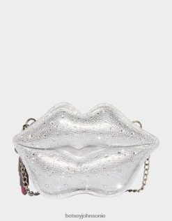Betsey Johnson Women Kitsch Read My Lips Crossbody Silver Accessories X2J0V4213 Betsey Johnson Wedding Shoes