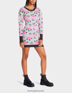 Betsey Johnson Women Neon Roses Jacquard Sweater Dress Grey Clothing X2J0V4298 Betsey Johnson Ireland