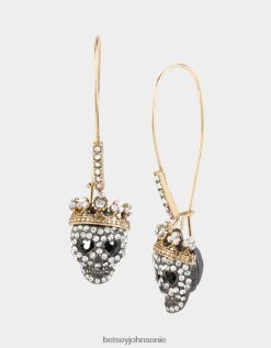 Betsey Johnson Women Pave Skull Hook Earrings Crystal Jewelry X2J0V4362 Betsey Johnson Jewelry