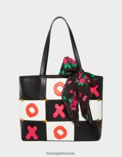Betsey Johnson Women Tic Tac Tote (With Game Pieces) Black/White Accessories X2J0V4229 Betsey Johnson Ireland