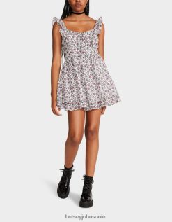 Betsey Johnson Women Vintage Ditsy Floral Mini Dress White Multi Clothing X2J0V4300 Betsey Johnson Wedding Shoes