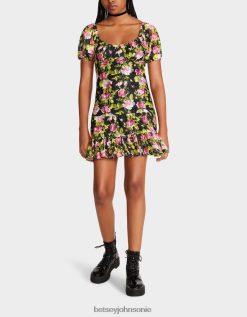 Betsey Johnson Women Vintage Floral Mini Dress Black Clothing X2J0V4282 Betsey Johnson Wedding Shoes